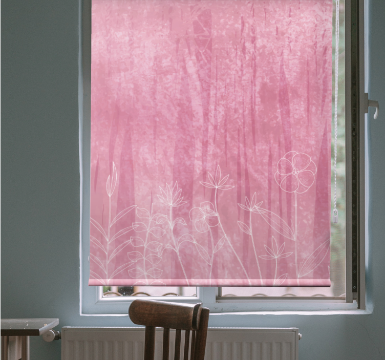 Tenda a rullo fiori e piante disegno silhouette floreale - TenStickers