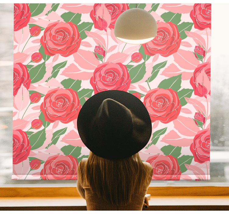 Tenda a rullo fiori e piante elegante motivo a rosa - TenStickers