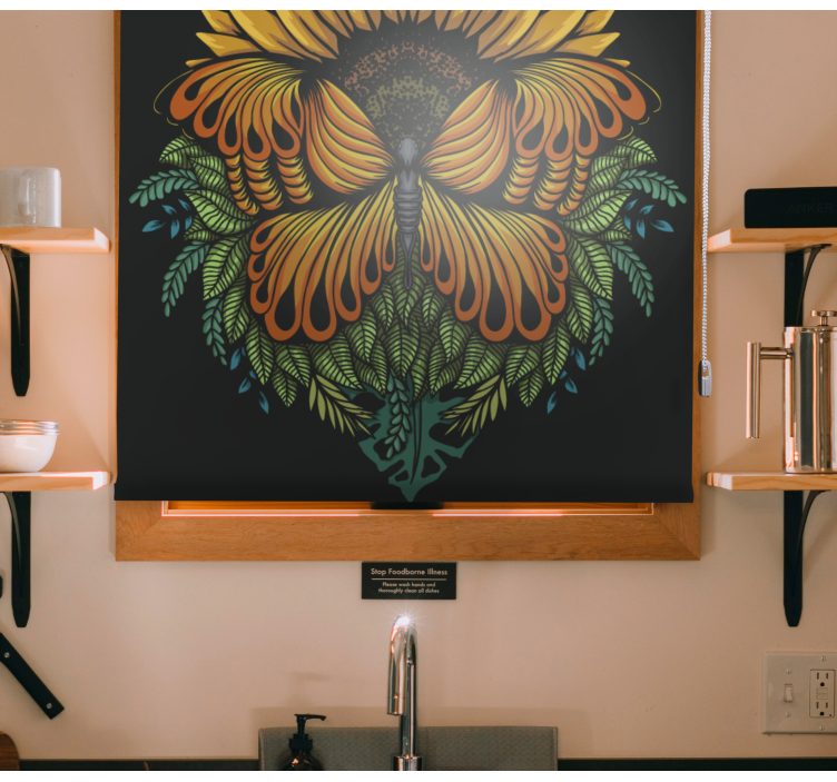 Tenda a rullo farfalle motivo girasole - TenStickers