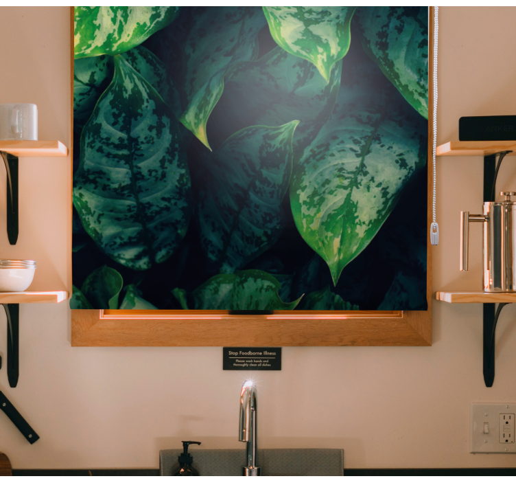 Tenda a rullo fiori e piante foglie verdi vibranti - TenStickers