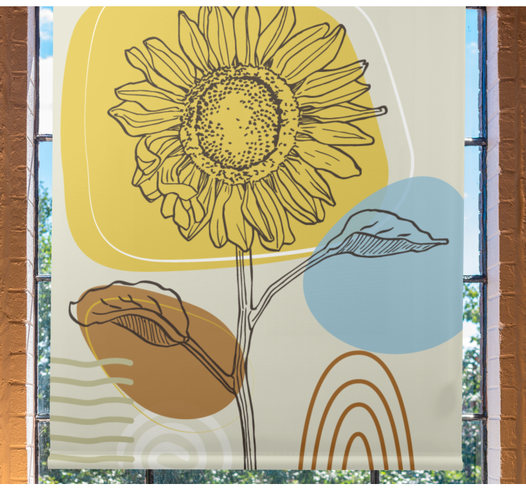 Tenda a rullo fiori e piante girasole con cerchi - TenStickers