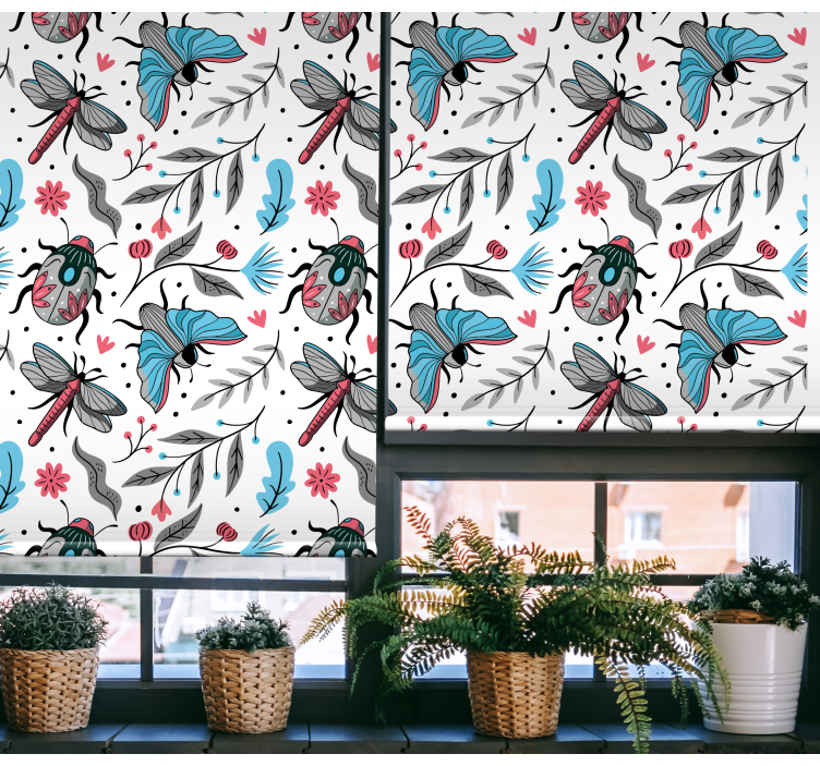 Tenda a rullo fiori e piante insetti alati e flora - TenStickers