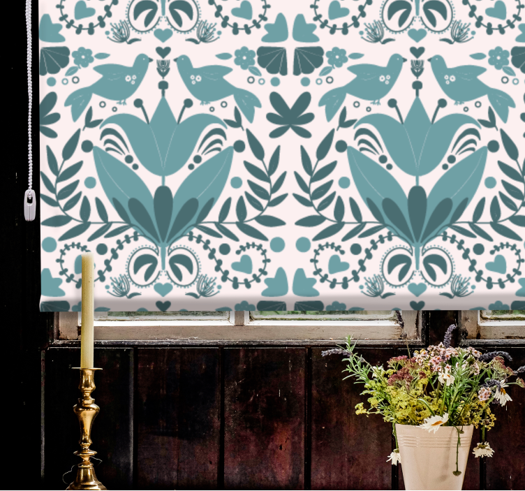 Tenda a rullo fiori e piante modello con uccelli - TenStickers