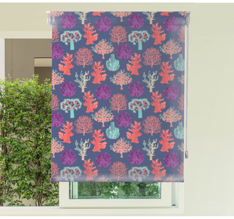 Tenda a rullo fiori e piante motivi di corallo colorati - TenStickers