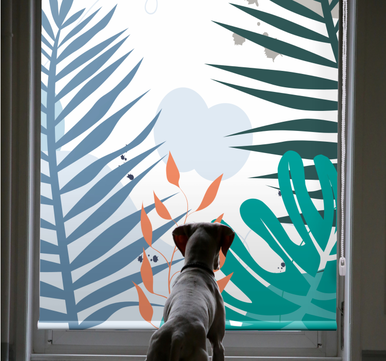 Tenda a rullo fiori e piante grandi foglie tropicali - TenStickers