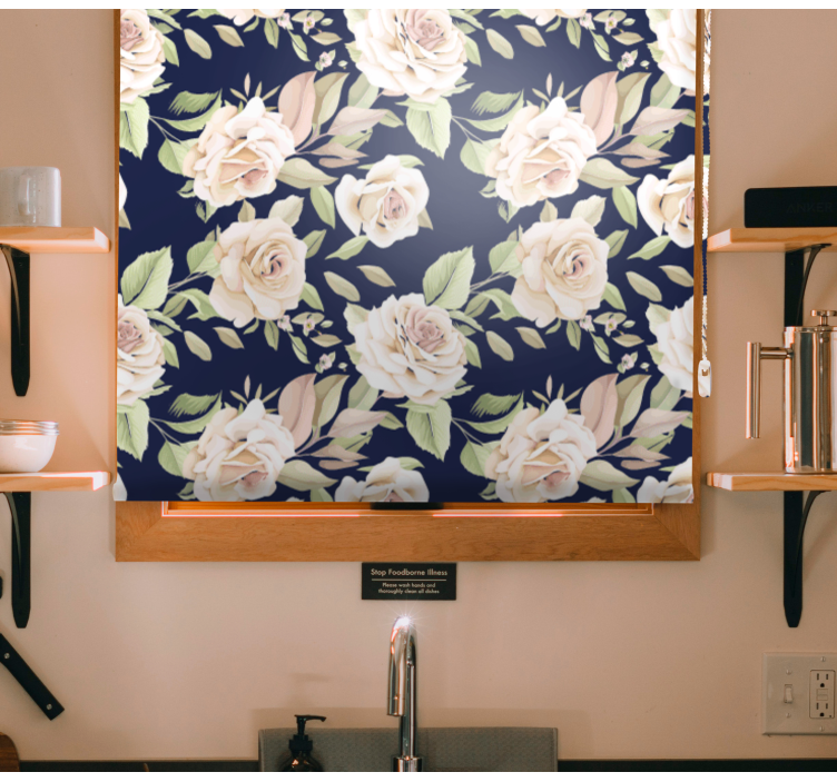 Tenda a rullo fiori e piante motivo floreale a rosa - TenStickers