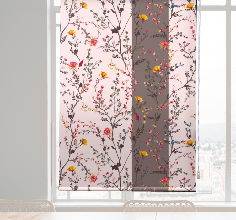 Tenda a rullo fiori e piante elegante motivo di uccello - TenStickers