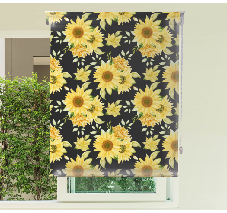 Tenda a rullo fiori e piante motivo floreale girasole - TenStickers