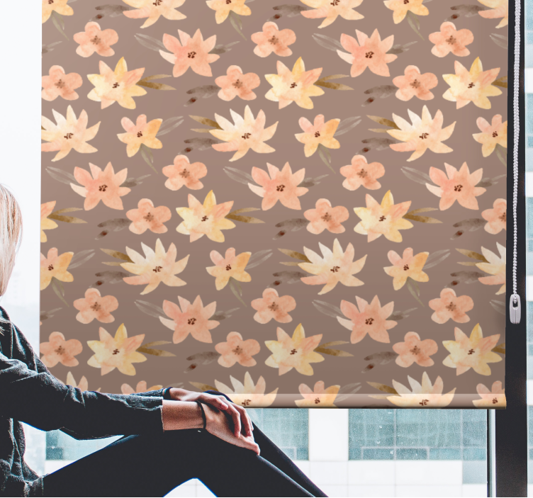 Tenda a rullo fiori e piante motivo floreale morbido - TenStickers