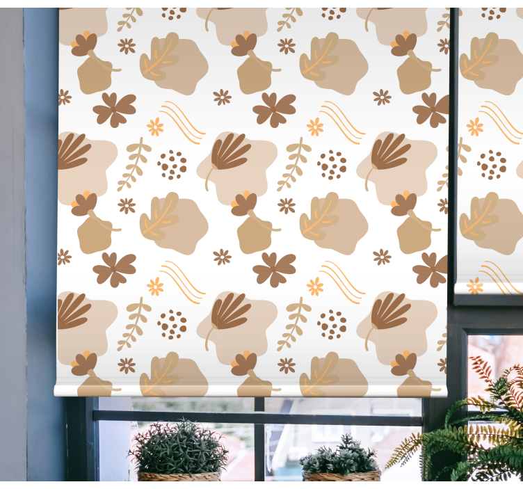 Tenda a rullo fiori e piante modello beige organico - TenStickers