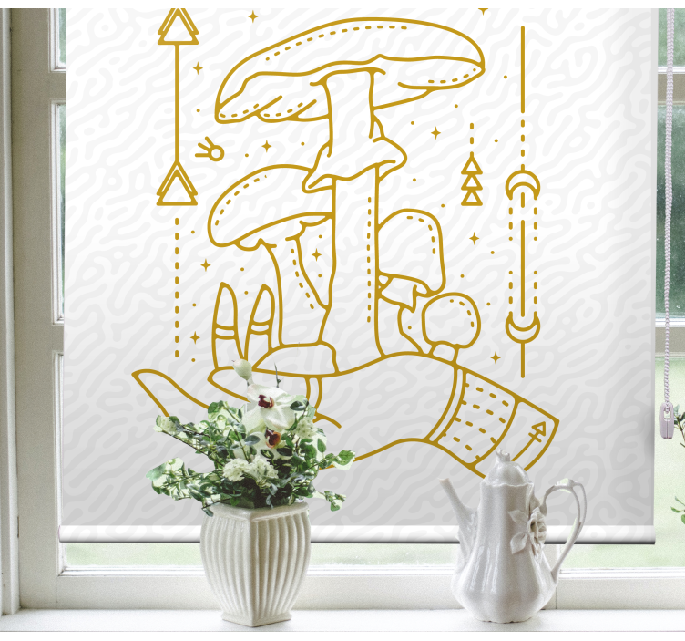 Tenda a rullo fiori e piante offerta di mano di funghi - TenStickers