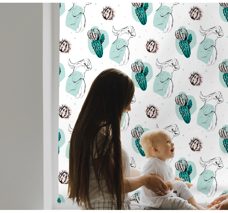 Tenda a rullo con pappagalli e cactus - TenStickers