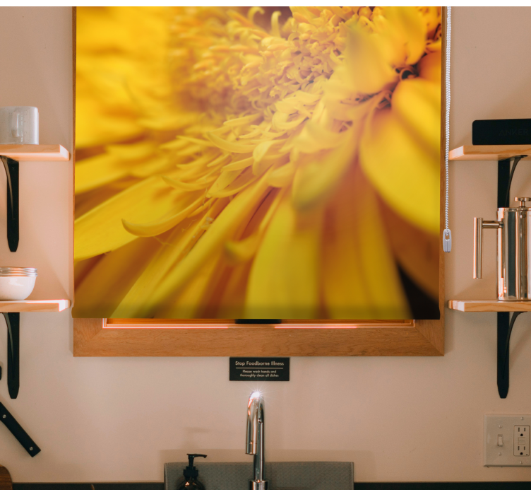 Tenda a rullo fiori e piante primo piano giallo - TenStickers