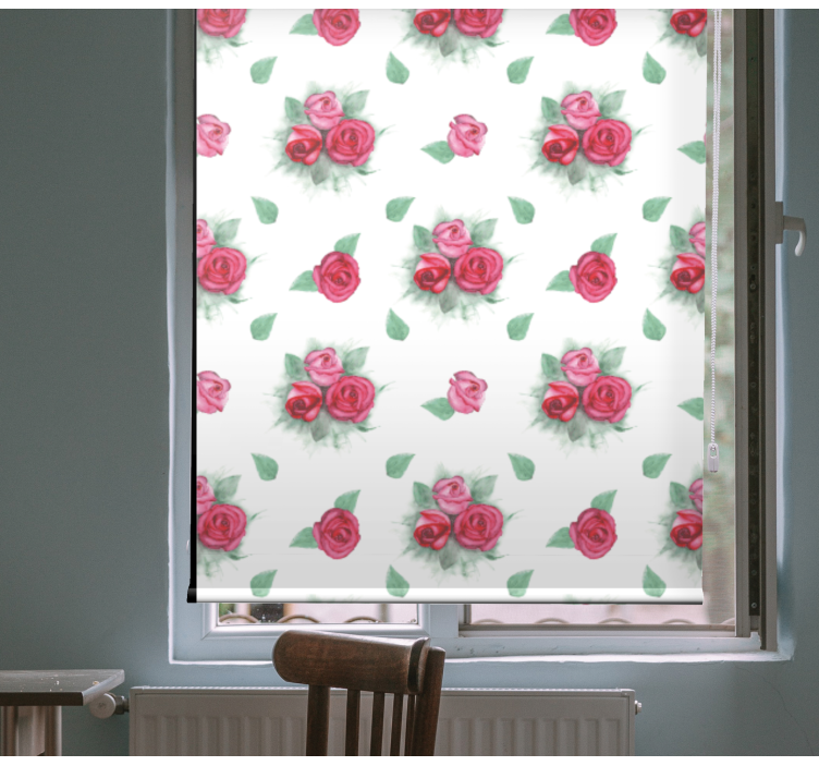 Tenda a rullo fiori e piante rose con foglie - TenStickers