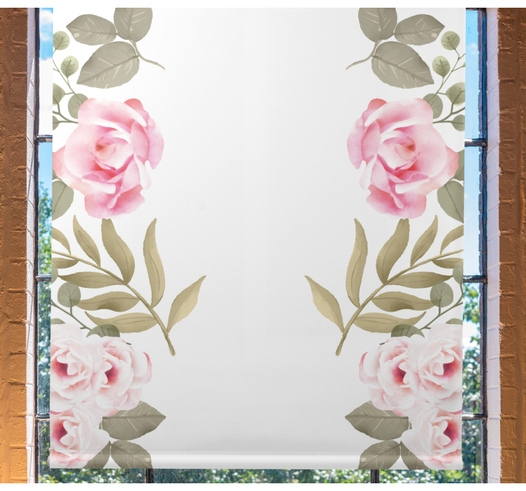 Tenda a rullo fiori e piante rose delicate - TenStickers