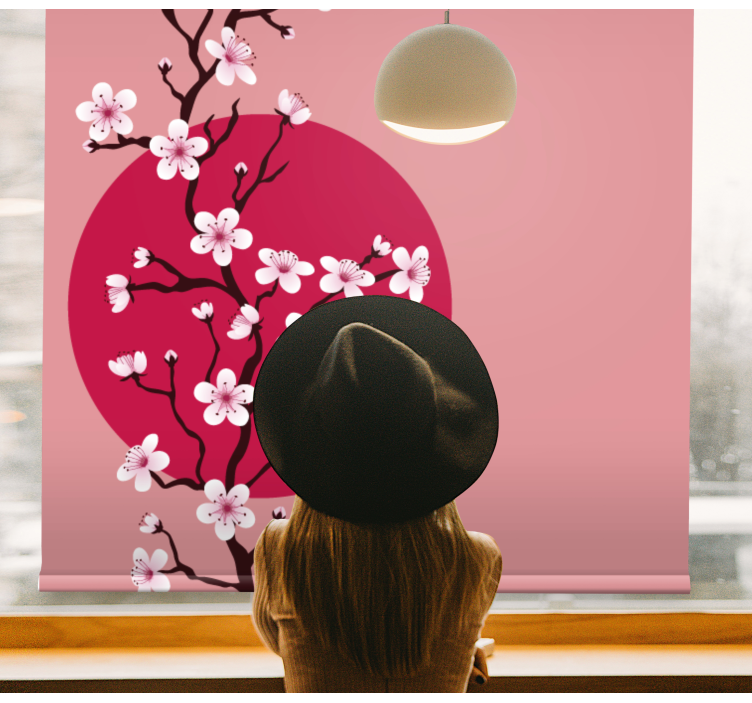 Tenda a rullo fiori e piante stelo di fiore di sakura - TenStickers