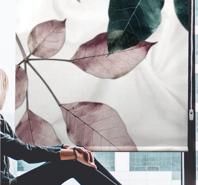 Tenda a rullo soggiorno tema botanico del fogliame - TenStickers