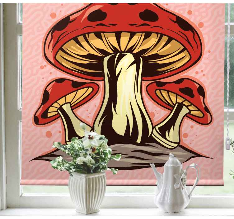 Tenda a rullo fiori e piante trio di funghi vibranti - TenStickers