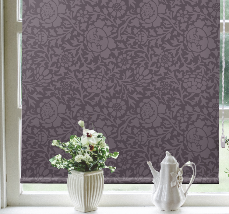 Tenda a rullo fiori elegante motivo grigio - TenStickers