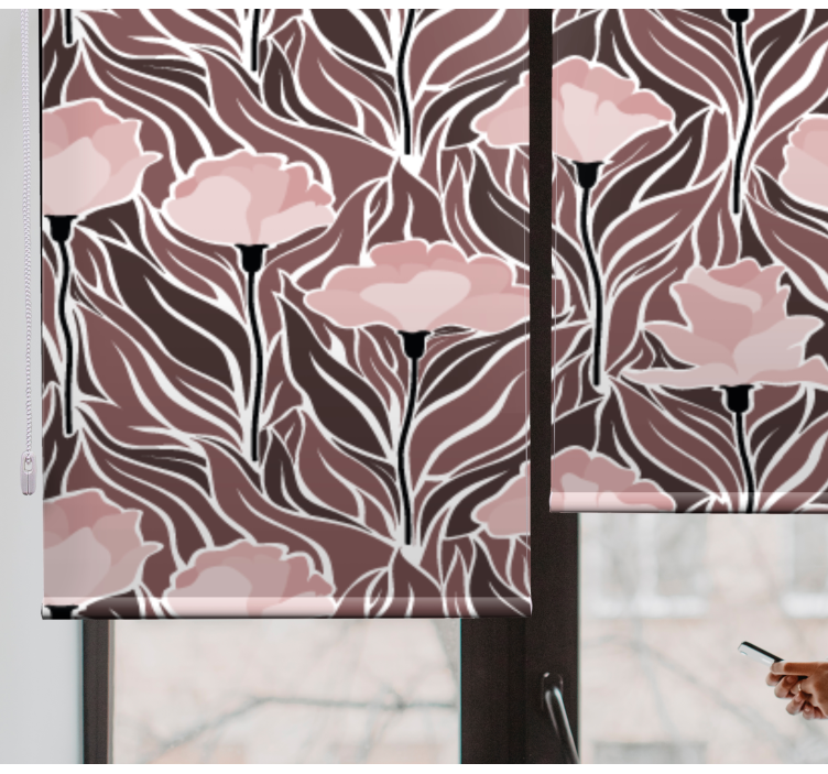 Tenda a rullo fiori eleganti motivi beige - TenStickers