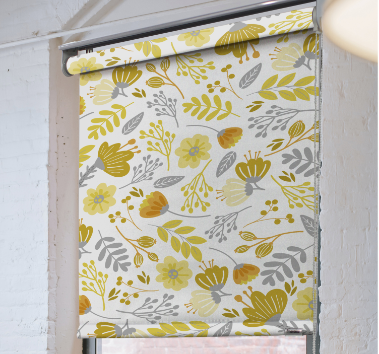 Tenda a rullo con fiori cucina moderna giallo - TenStickers