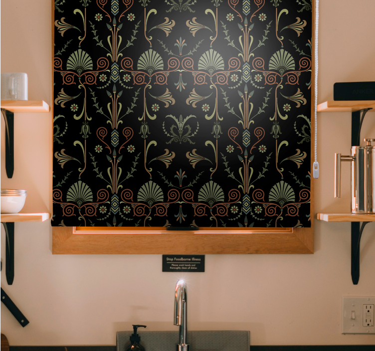Tenda a rullo cucina graziosi motivi di fogliame - TenStickers