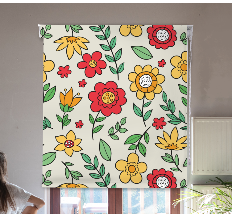 Tenda a rullo fiori modello colorato vivido - TenStickers