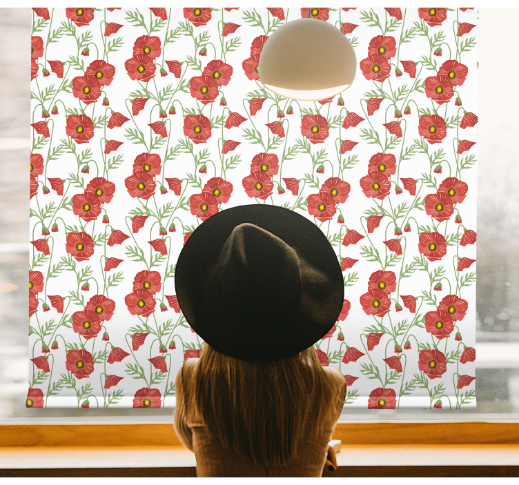 Tenda a rullo fiori motivo papavero rosso - TenStickers