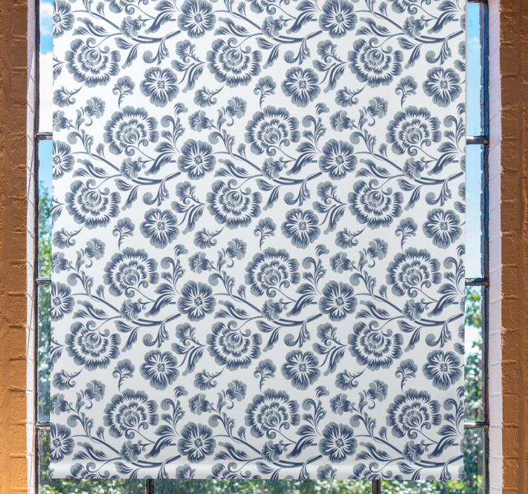 Tenda a rullo fiori tema grigio elegante - TenStickers