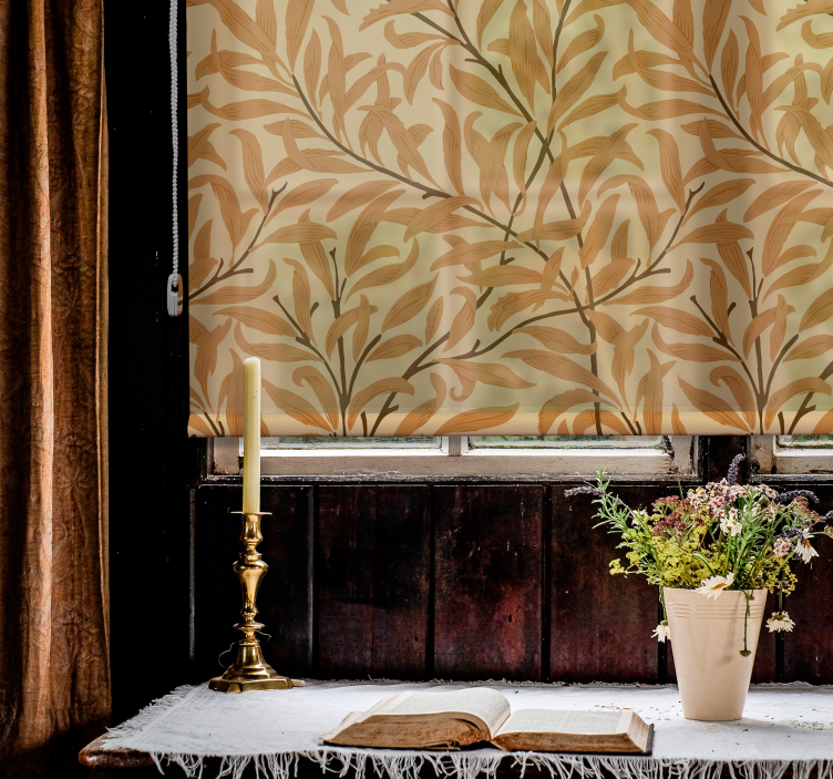 Tenda a rullo fiori stampa di foglie botaniche - TenStickers