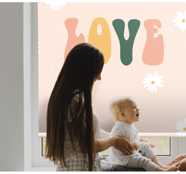 Tenda a rullo frasi amo il motivo floreale - TenStickers