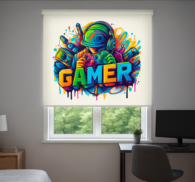 Tenda a rullo gamer bloccato nel giocatore - TenStickers