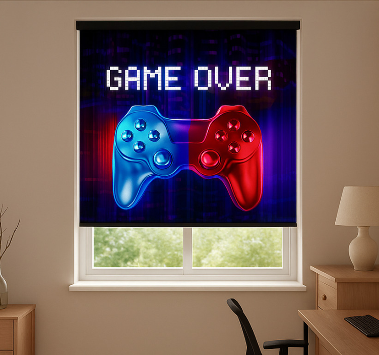 Tenda a rullo gamer cascata di neon game over - TenStickers