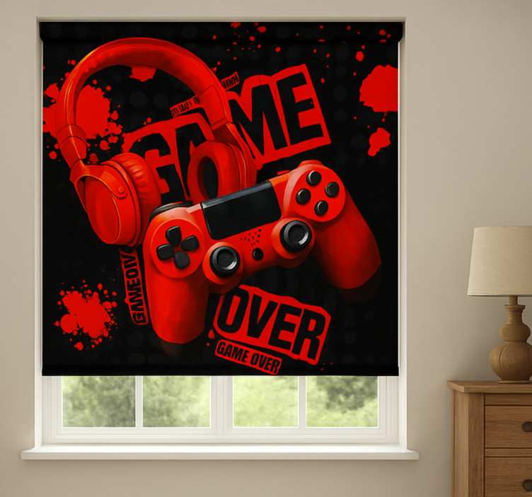 Tenda a rullo gamer fine del gioco delle cuffie rosse - TenStickers