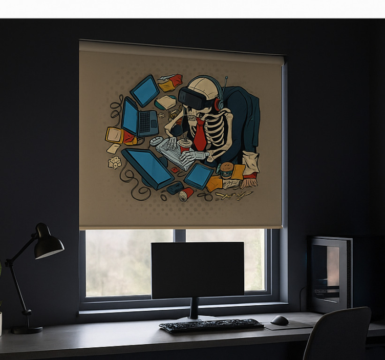 Tenda a rullo gamer scheletro giocatore retrò - TenStickers