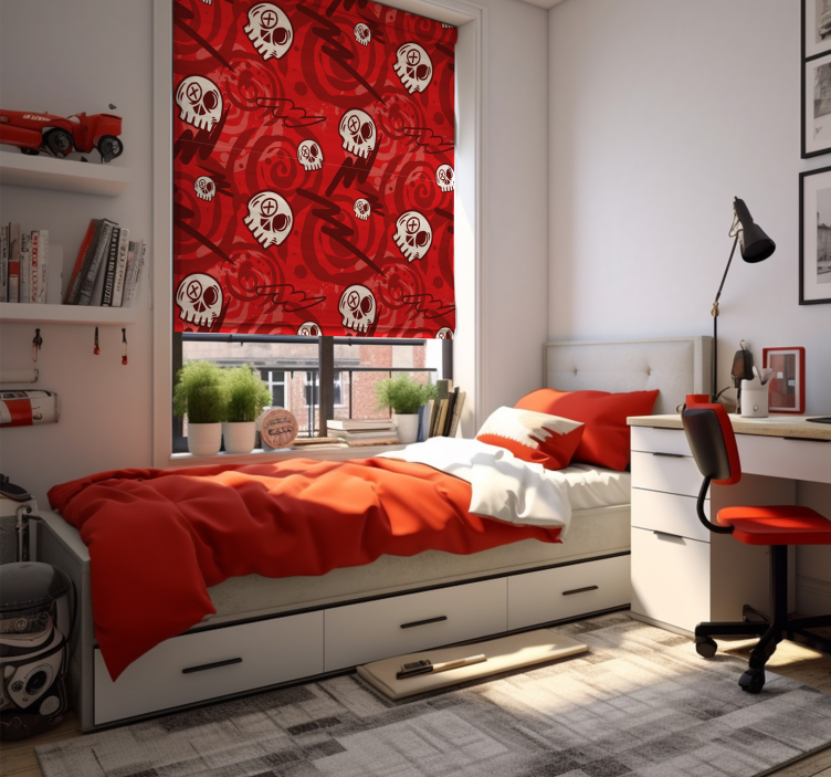 Tenda a rullo giovani graffiti rossi con teschi - TenStickers