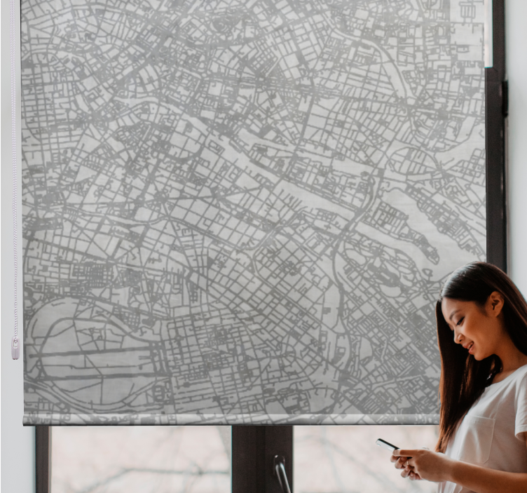 Tenda a rullo originale contorno della mappa della città - TenStickers