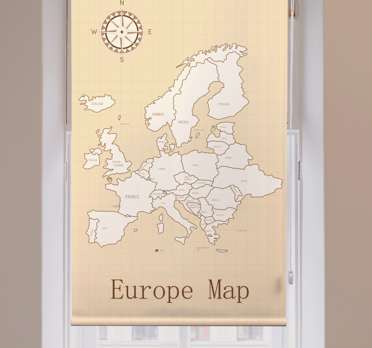 Tenda a rullo mappamondo europa su sfondo beige - TenStickers