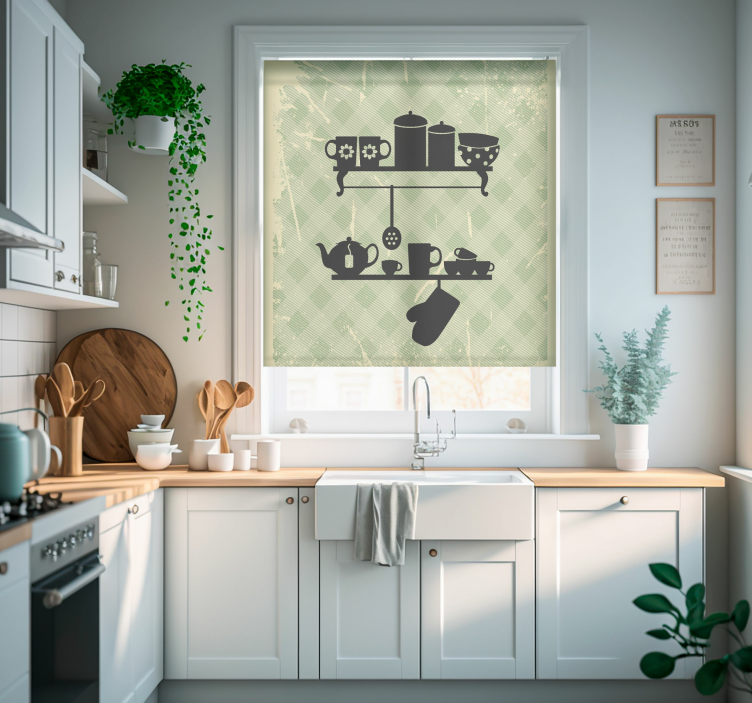 Tenda a rullo cucina moderna mensole - TenStickers