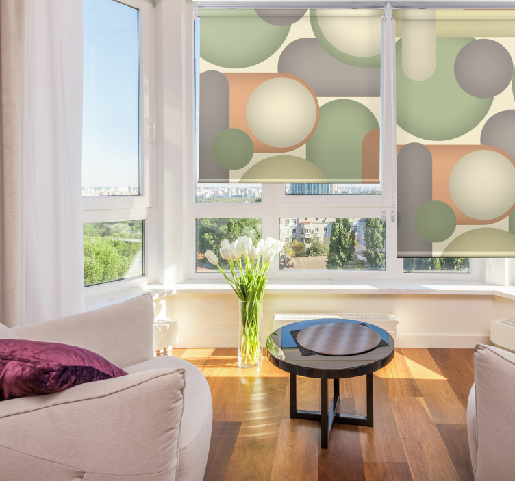 Tenda a rullo moderna disposizione geometrica del cerchio - TenStickers