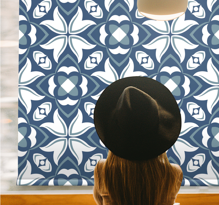 Tenda a rullo moderna forme geometriche eleganti blu - TenStickers