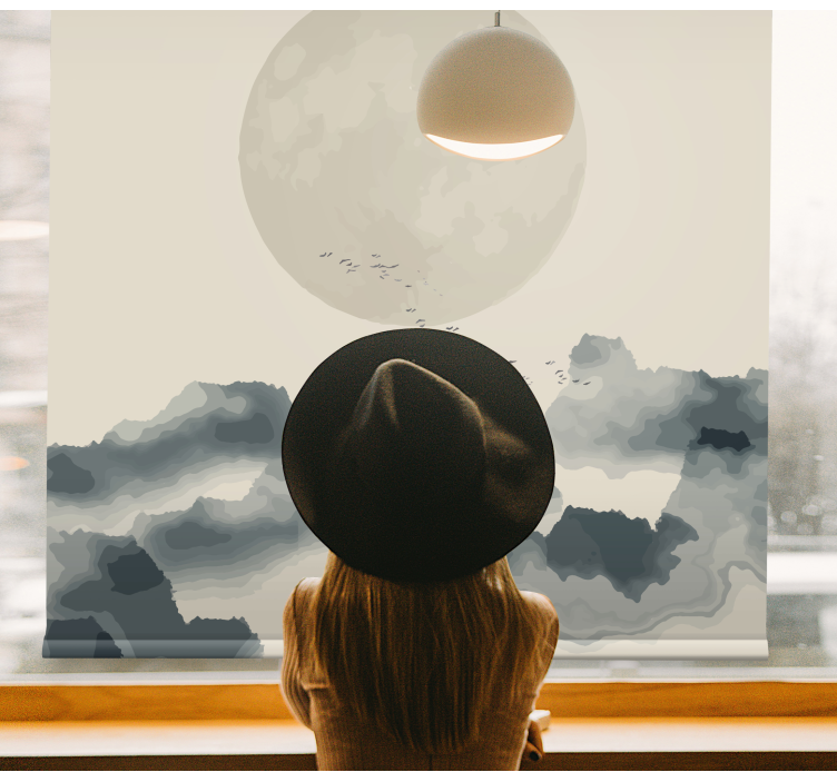 Tenda a rullo moderna paesaggio nuvoloso al chiaro di luna - TenStickers