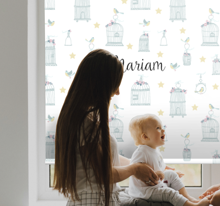 Tenda a rullo neonati gabbie per uccelli con nome - TenStickers