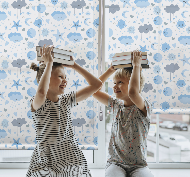 Tenda a rullo nuvole motivo stellato blu - TenStickers