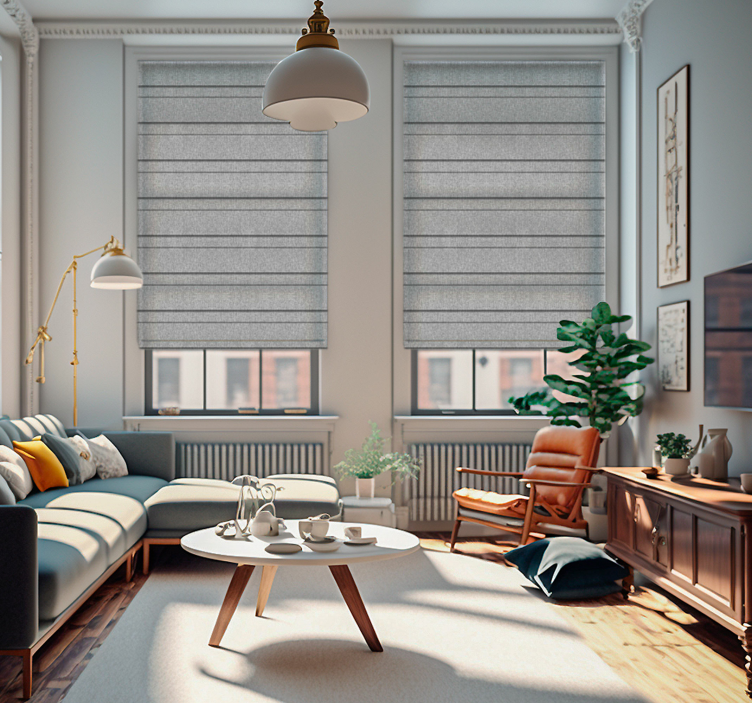 Tenda a rullo soggiorno strisce grigie - TenStickers