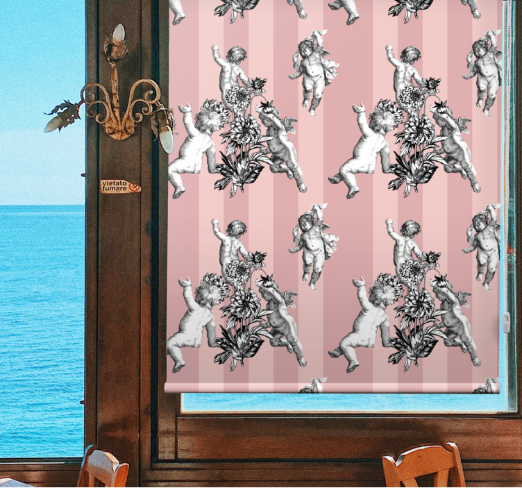 Tenda a rullo classica cherubini con fiori - TenStickers