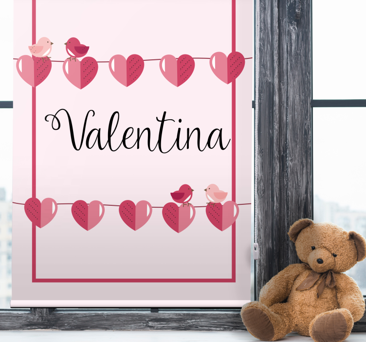 Tenda a rullo camera ragazzi cuori d'amore e nome - TenStickers