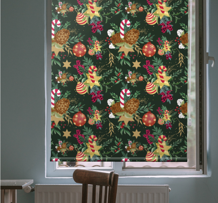 Tenda a rullo fiori elementi di caramelle festive - TenStickers