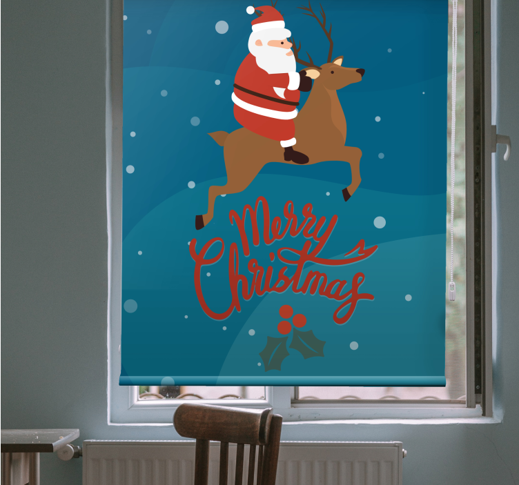 Tenda a rullo originale babbo natale che cavalca le renne - TenStickers