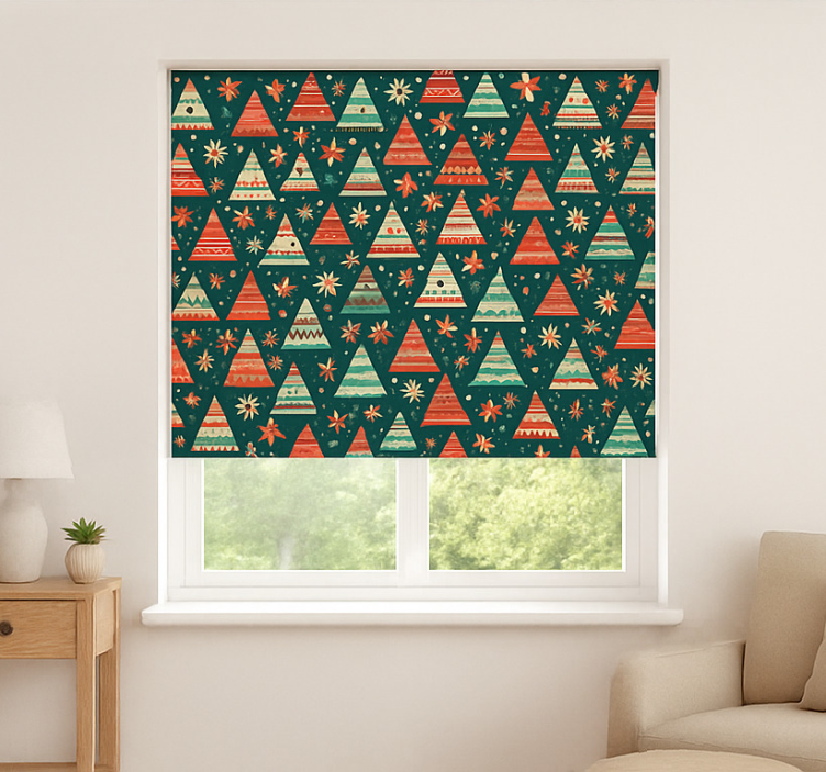 Tenda a rullo soggiorno natale rosso e verde - TenStickers